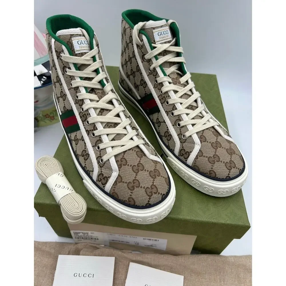 Men's Gucci tennis 1977 GG monogram canvas sneakers size 12.5 fits 13 US